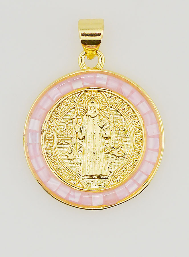 Médaille de Saint Benoît - Bord Rose (pic 1)