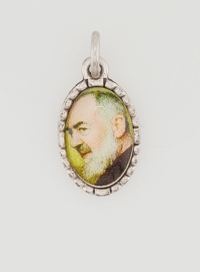 Médaille Bord Torsadé 15mm - Padre Pio (pic 1)