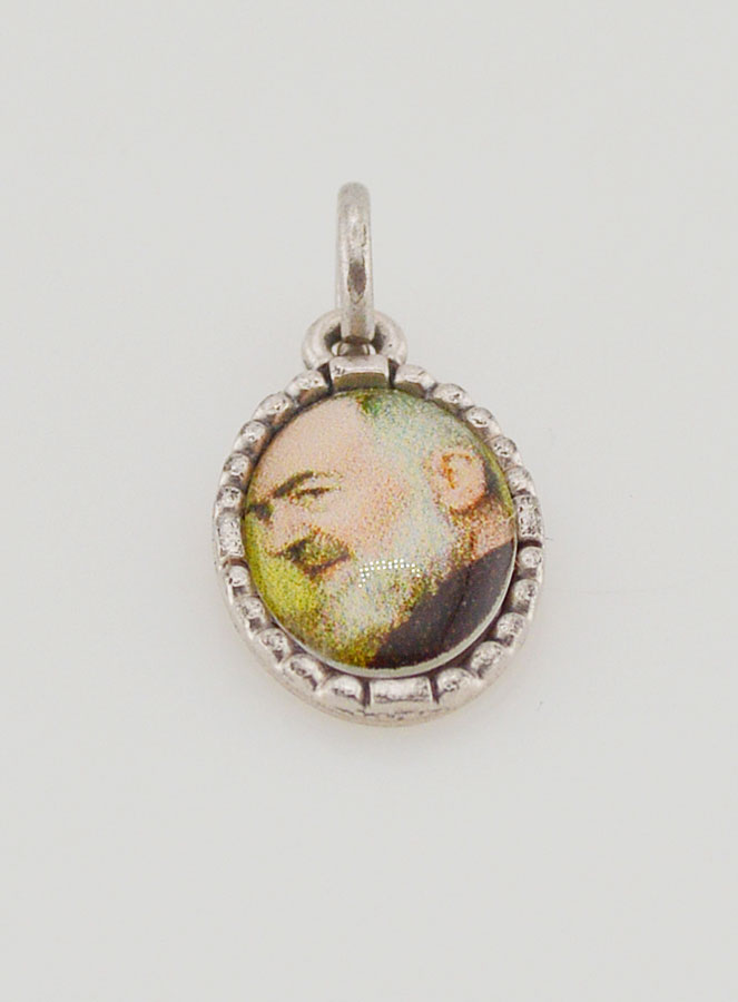 Médaille Bord Torsadé 15mm - Padre Pio (pic 2)