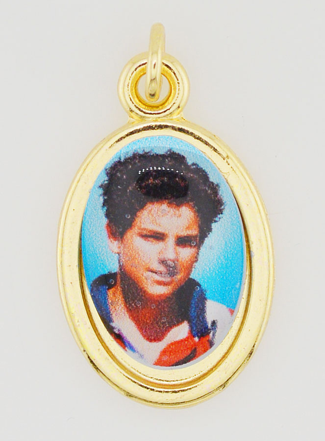 Médaille Saint Carlo Acutis Dorée - 25mm (pic 1)