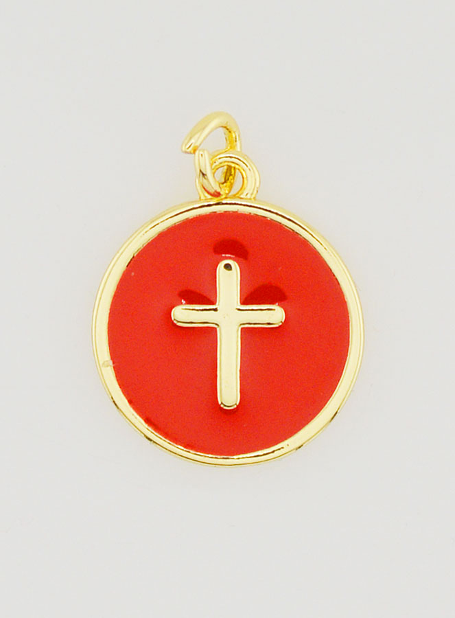 Médaille Croix - Émail Rouge (pic 1)