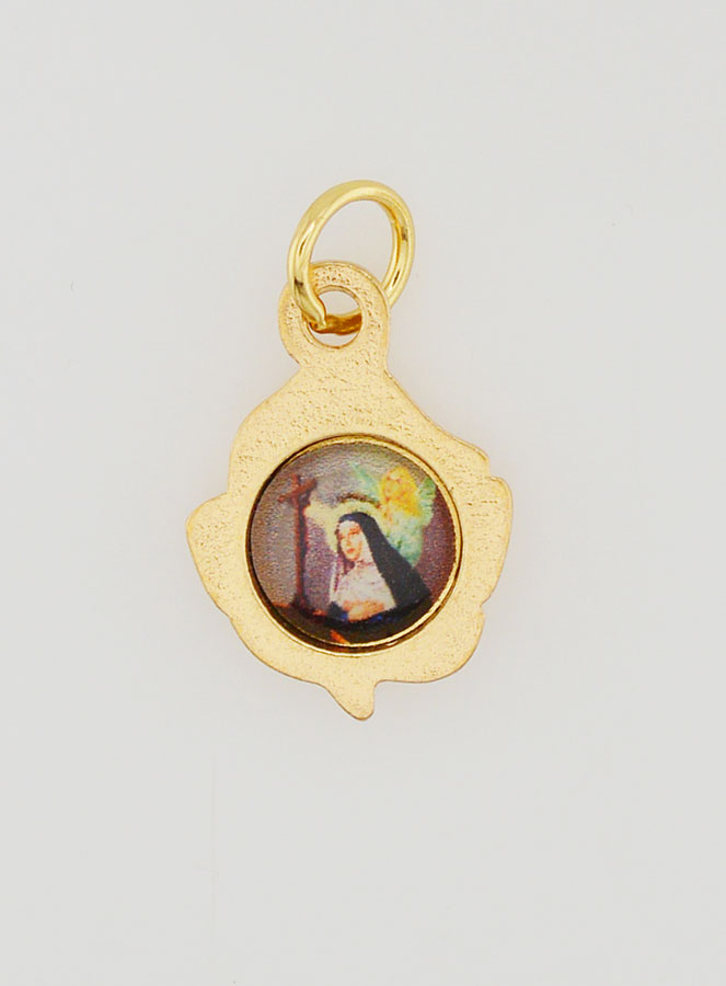 Médaille Rose 14mm Dorée - Sainte Rita (pic 4)