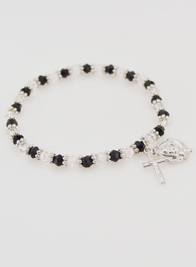 Bracelet Religieux Perles Noires & Transparentes (pic 3)