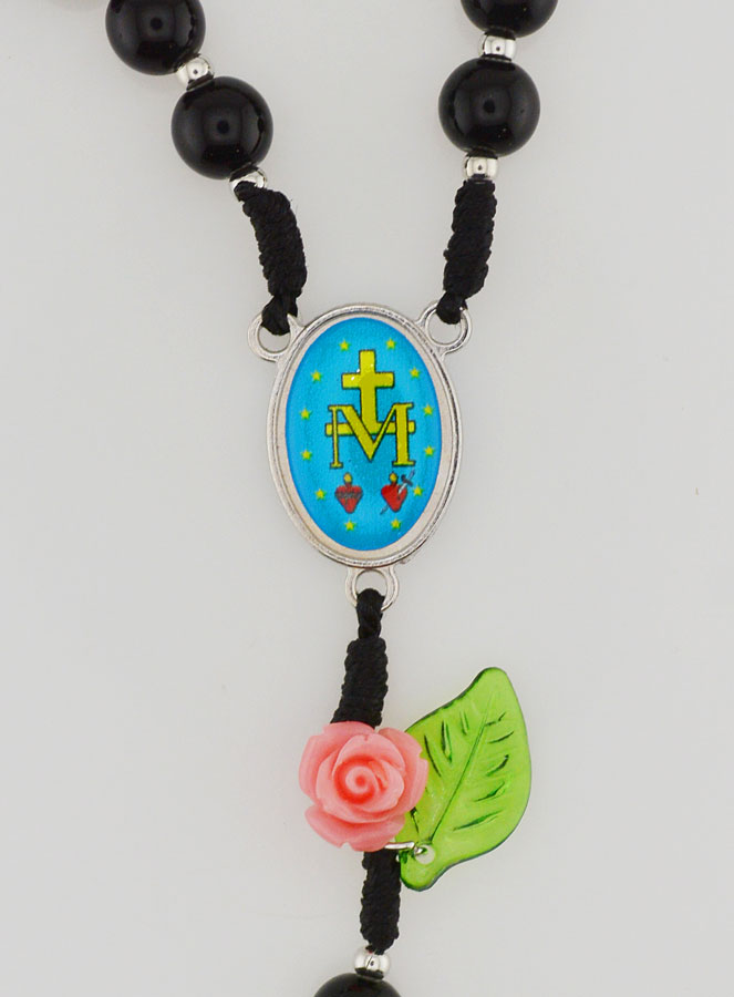 Chapelet de la Vierge Miraculeuse en Verre Noir (pic 4)