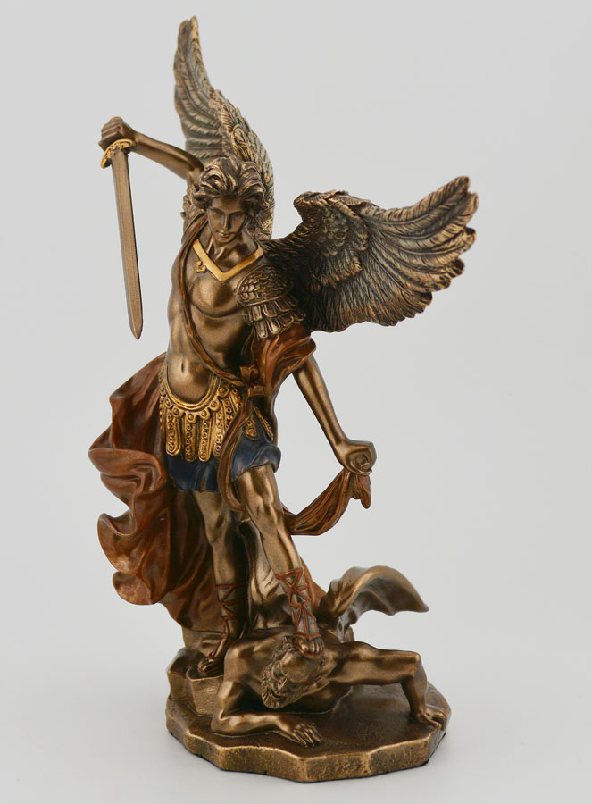 Statue Religieuse de Saint Michel en Bronze - 15 cm (pic 2)