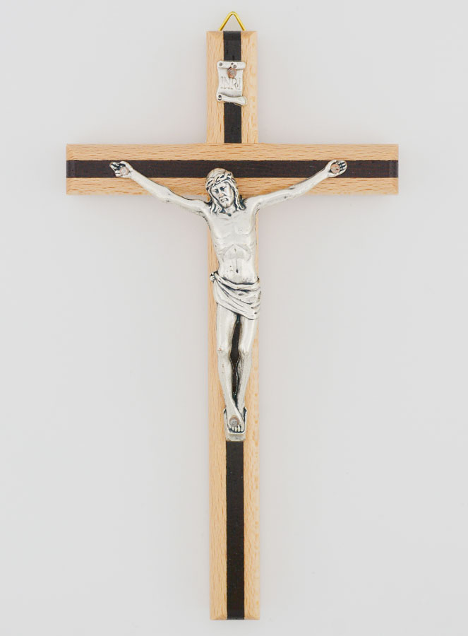 Crucifix en Bois Bicolore - 16cm (pic 1)