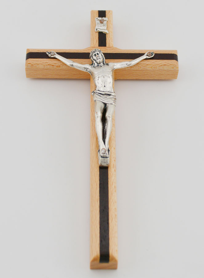 Crucifix en Bois Bicolore - 16cm (pic 2)
