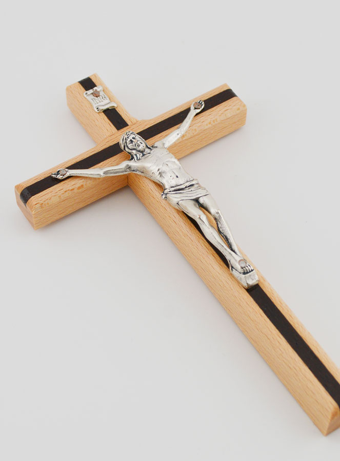Crucifix en Bois Bicolore - 16cm (pic 3)