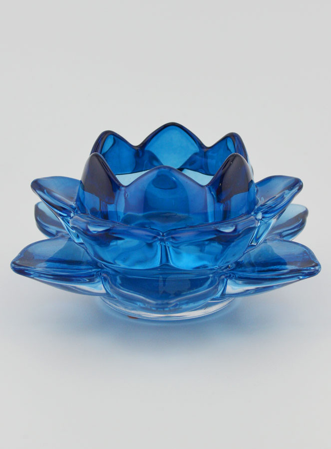 Bougeoir Fleur de Lotus - Bleu (pic 1)