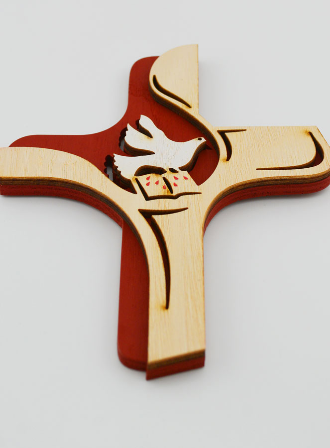 Croix du Saint Esprit Bois Bicolore - 16cm (pic 2)