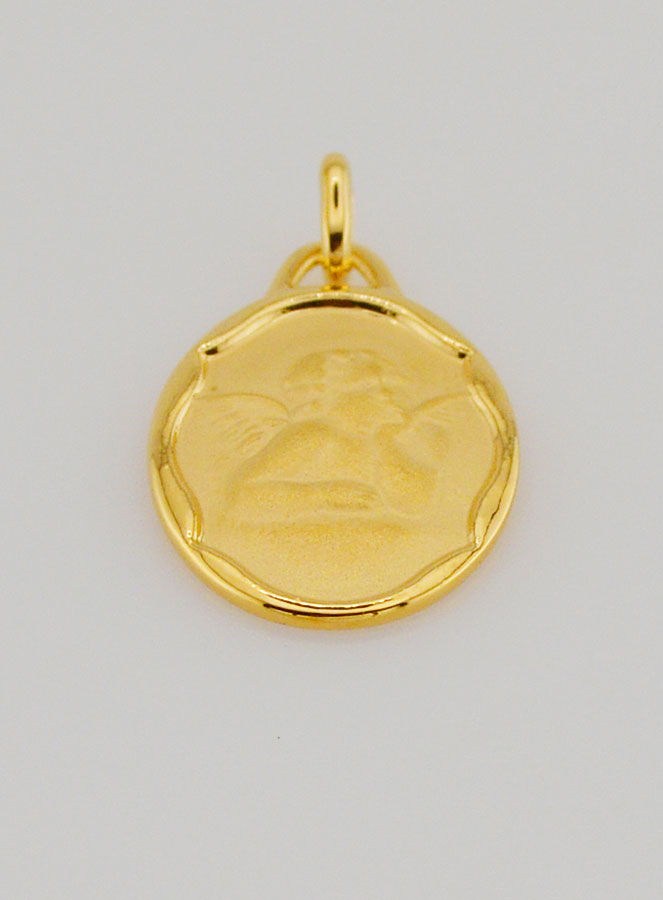 Médaille Ange Gardien en Plaqué Or - 20mm (pic 2)