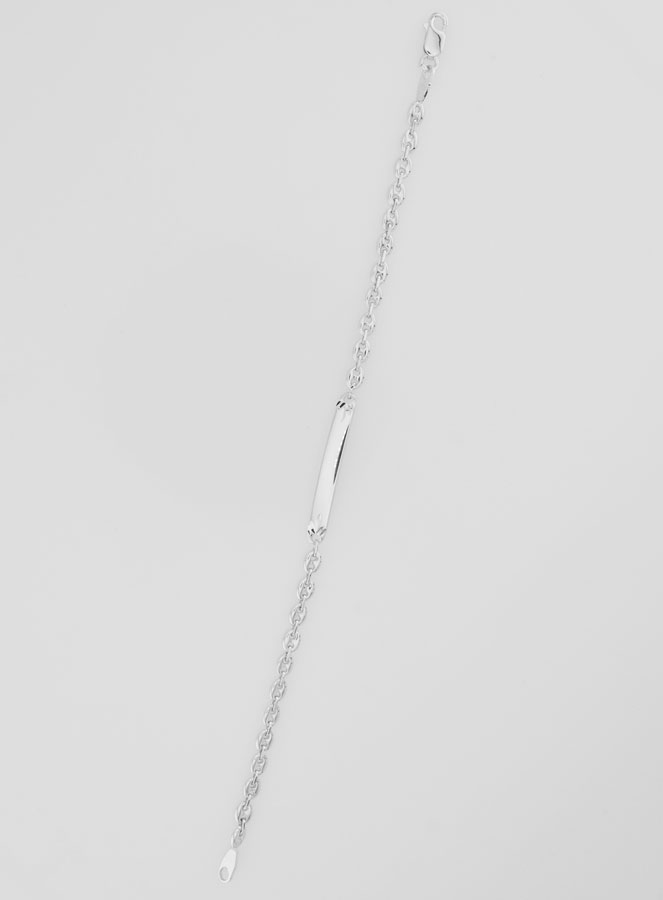 Gourmette Identité en Argent Rhodié - 18cm (pic 1)
