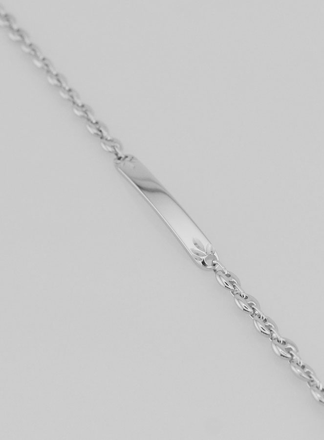 Gourmette de Baptême en Argent Rhodié - 18cm (pic 1)