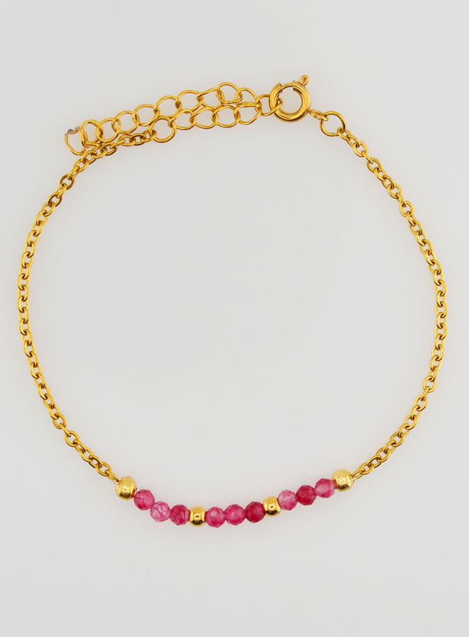 Bracelet Inox & Calcedoine Rose (pic 1)