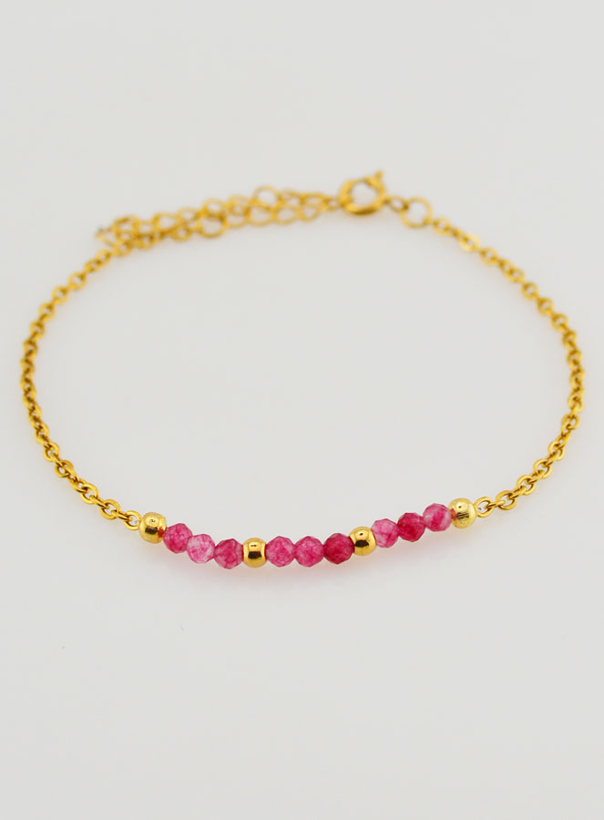 Bracelet Inox & Calcedoine Rose (pic 2)