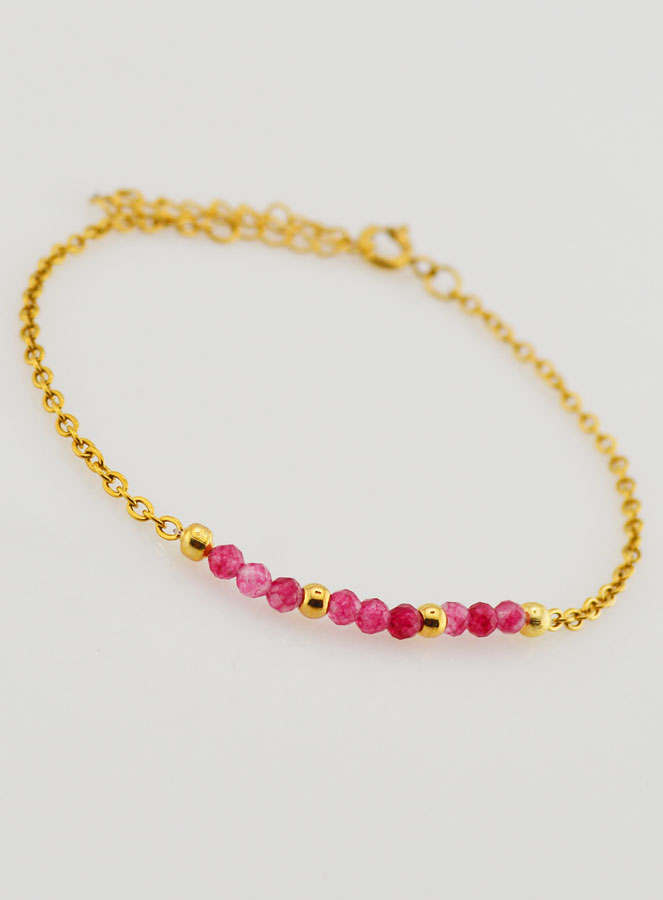 Bracelet Inox & Calcedoine Rose (pic 3)