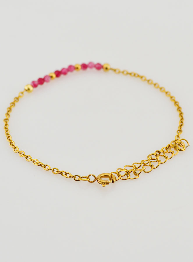 Bracelet Inox & Calcedoine Rose (pic 4)