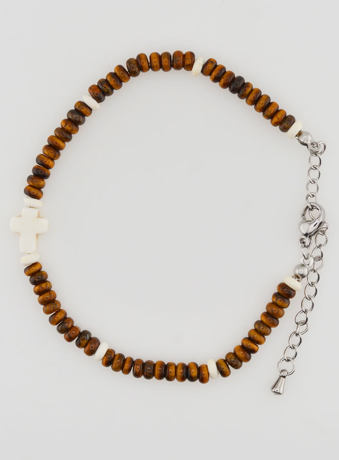Bracelet Croix et Pierres Marron (pic 1)