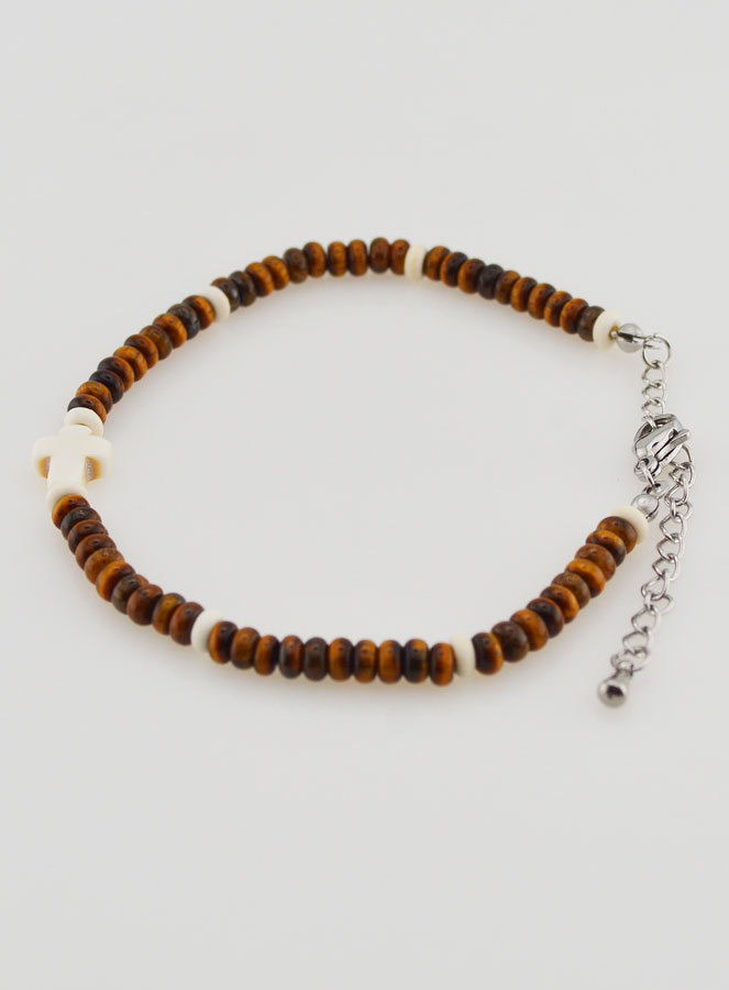 Bracelet Croix et Pierres Marron (pic 2)