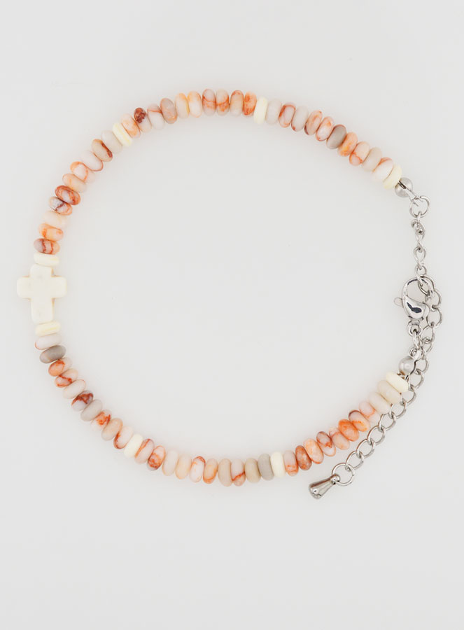 Bracelet Croix et Pierres Granit Rose (pic 1)