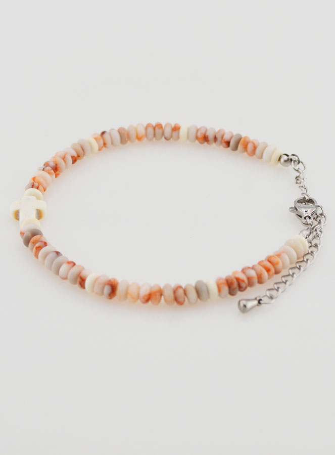 Bracelet Croix et Pierres Granit Rose (pic 2)