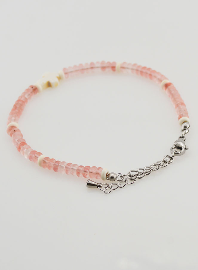 Bracelet Croix et Pierres en Verre Rose (pic 4)