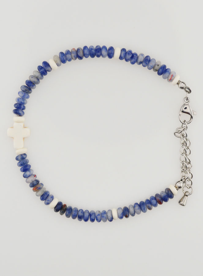 Bracelet Croix et Pierres Bleues (pic 1)