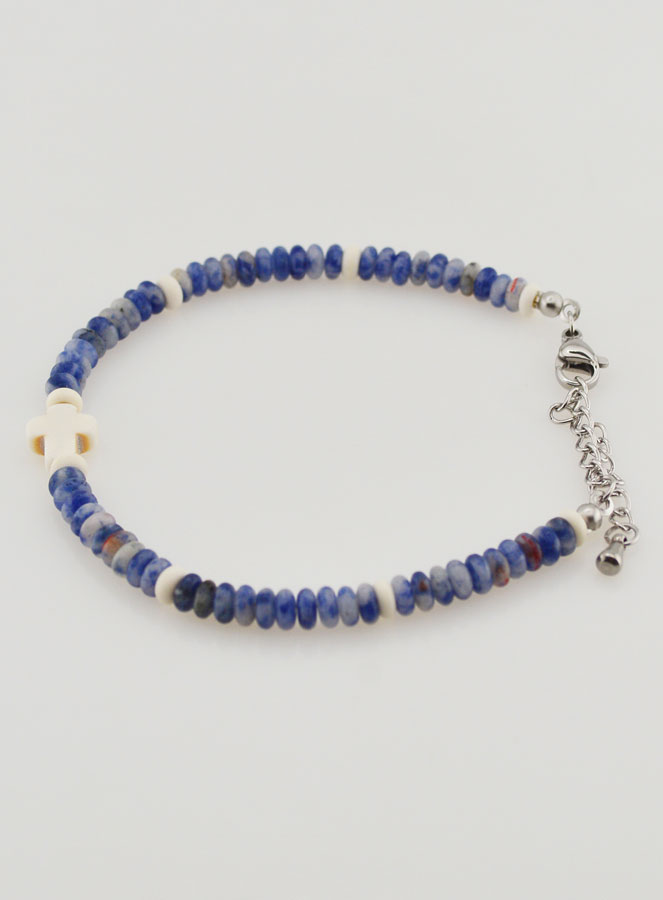 Bracelet Croix et Pierres Bleues (pic 2)