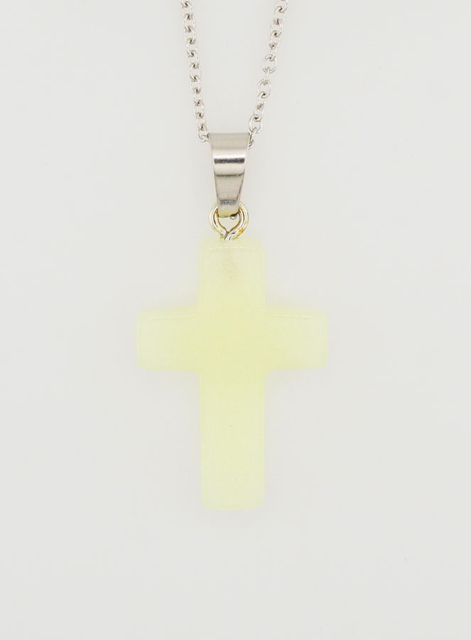 Collier Religieux Chaîne Inox & Croix Phosphorescente (pic 4)