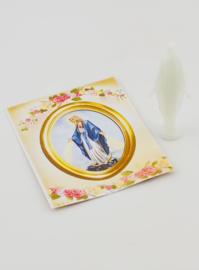 Statue Vierge Miraculeuse Fluo Avec Carte - 8cm (pic 1)