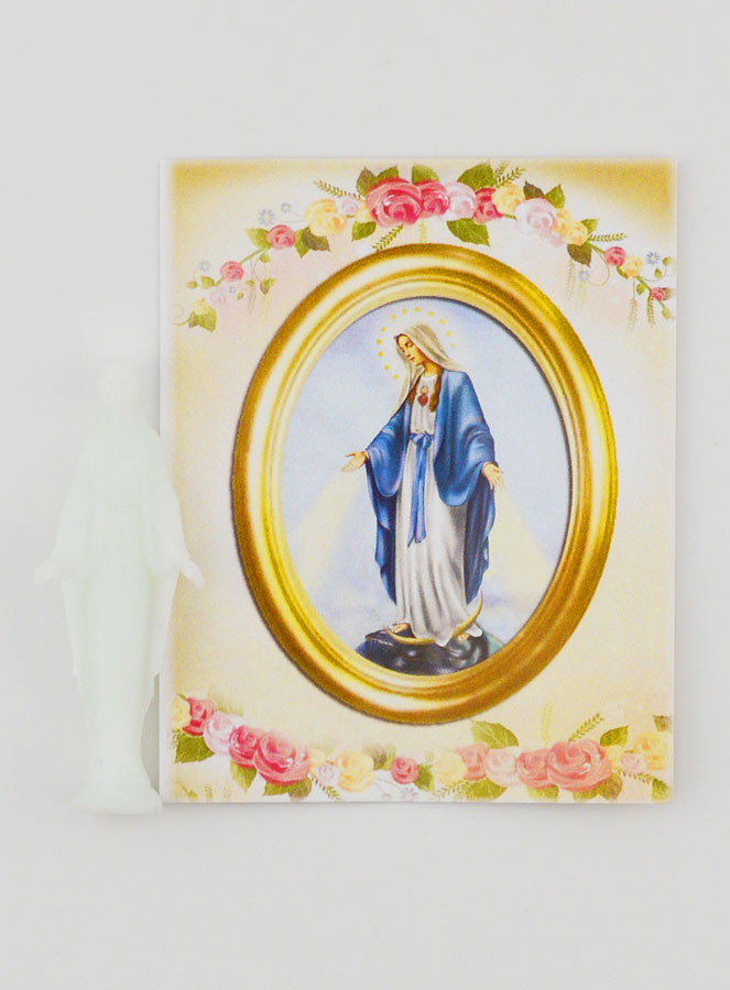 Statue Vierge Miraculeuse Fluo Avec Carte - 8cm (pic 4)