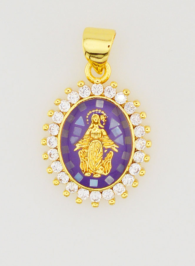 Médaille Vierge Miraculeuse Violet - 17mm (pic 1)