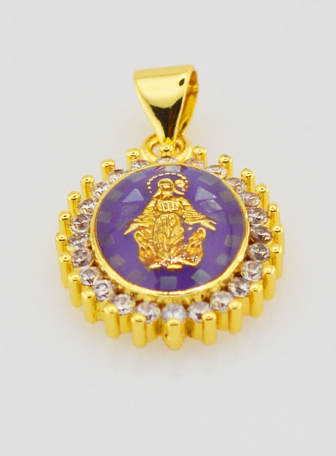 Médaille Vierge Miraculeuse Violet - 17mm (pic 2)