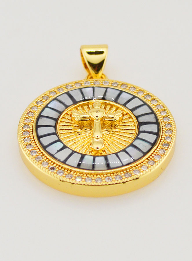 Médaille Croix & Émail Noir - 22mm (pic 2)