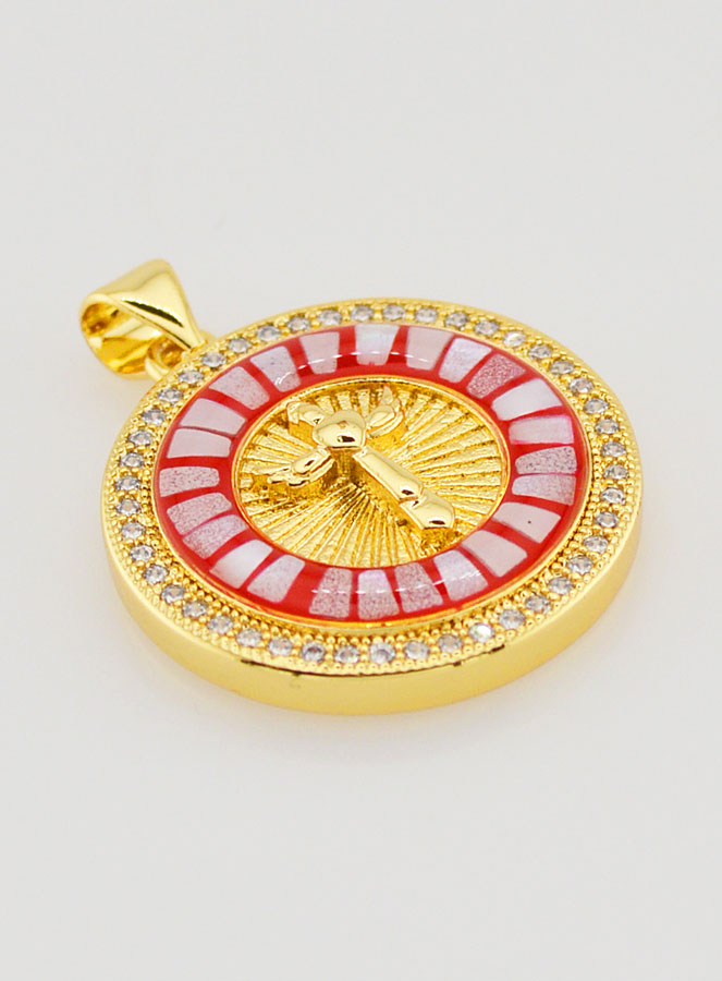 Médaille Croix & Émail Rouge - 22mm (pic 3)