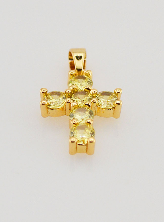 Pendentif Croix Oxydes de Zirconium - Ambre (pic 2)
