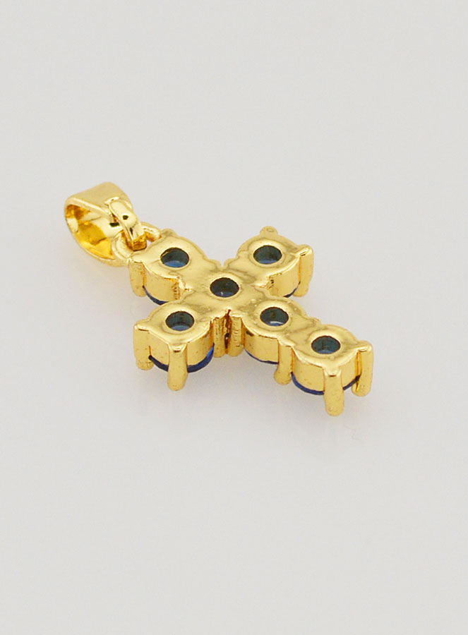 Pendentif Croix Oxydes de Zirconium - Bleu (pic 4)
