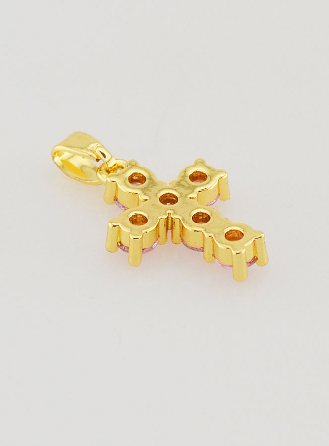 Pendentif Croix Oxydes de Zirconium - Rose (pic 4)