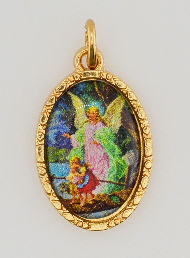 Médaille Bord Torsadé 25mm - Ange Gardien (pic 1)