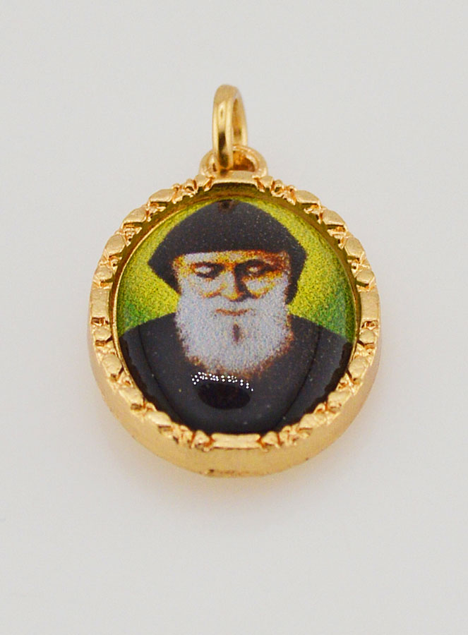 Médaille Bord Torsadé 25mm - Saint Charbel (pic 2)