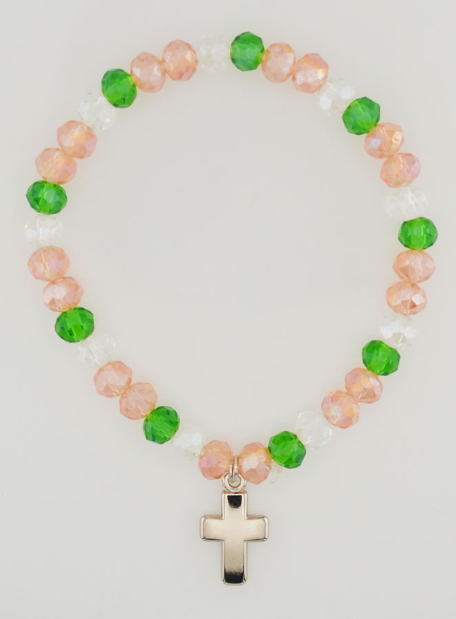 Bracelet Avec Croix - Perles Verre Multicolores (pic 1)