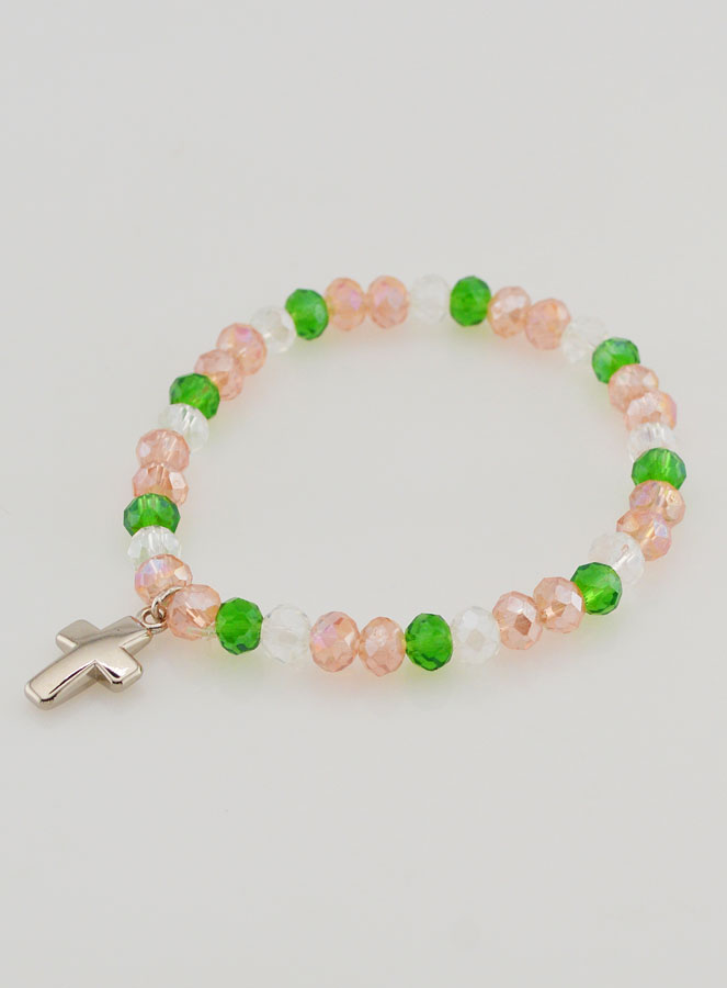 Bracelet Avec Croix - Perles Verre Multicolores (pic 3)