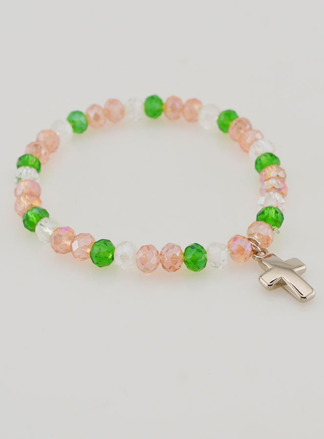 Bracelet Avec Croix - Perles Verre Multicolores (pic 4)