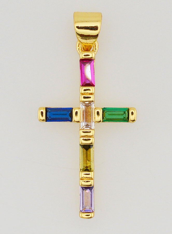Pendentif Croix Multicolore - 23mm (pic 1)