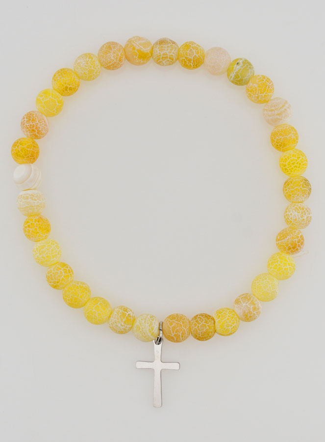 Bracelet Religieux Croix & Agate - Jaune (pic 1)