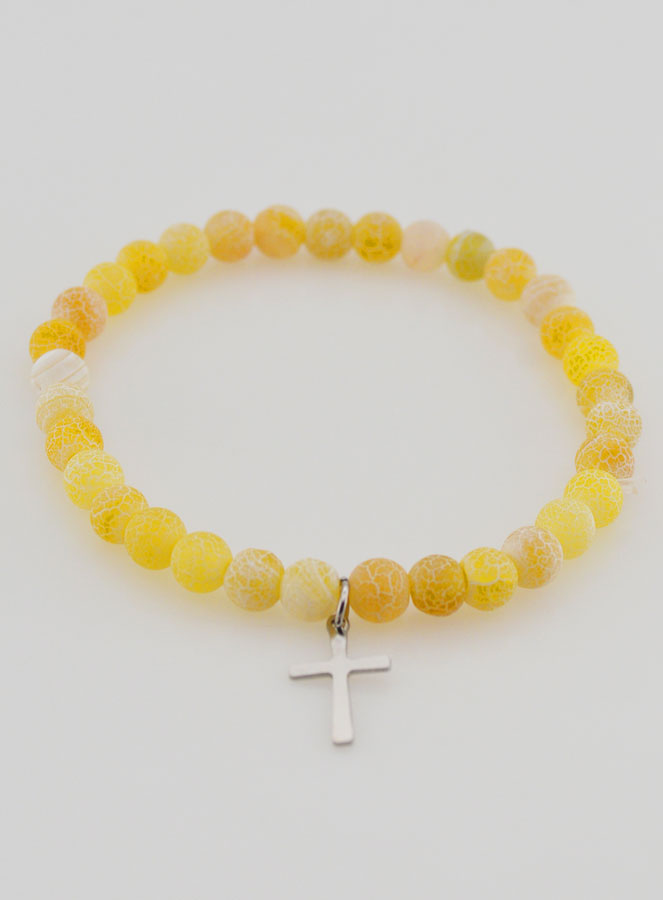 Bracelet Religieux Croix & Agate - Jaune (pic 2)