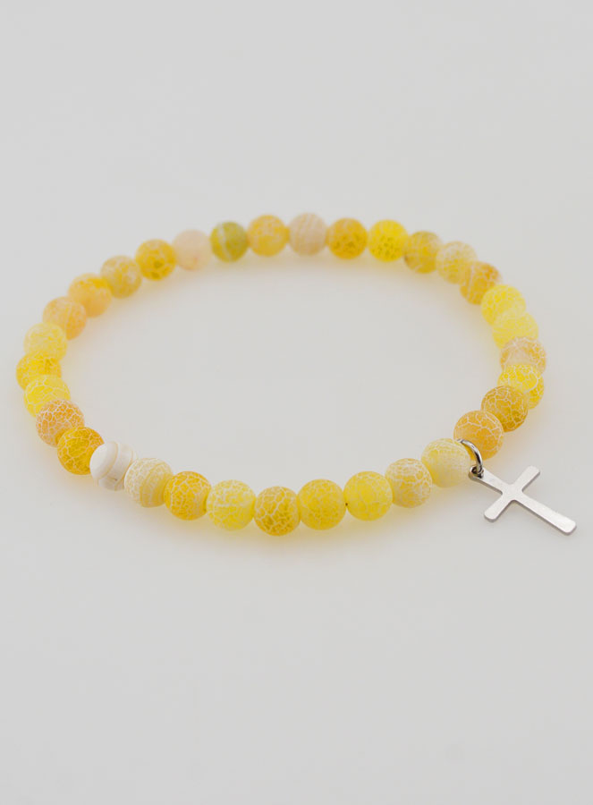 Bracelet Religieux Croix & Agate - Jaune (pic 3)