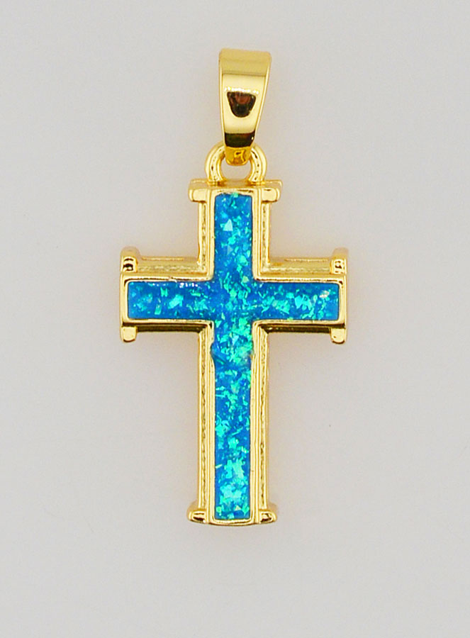 Pendentif Croix Bleu - 17mm (pic 1)
