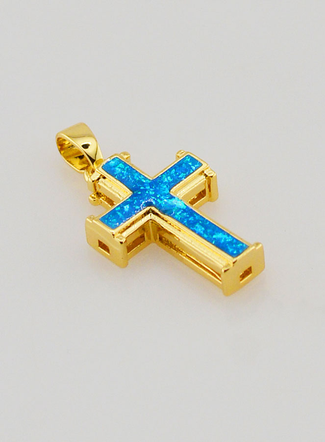 Pendentif Croix Bleu - 17mm (pic 3)