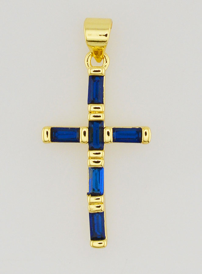 Pendentif Croix Bleu - 23mm (pic 1)